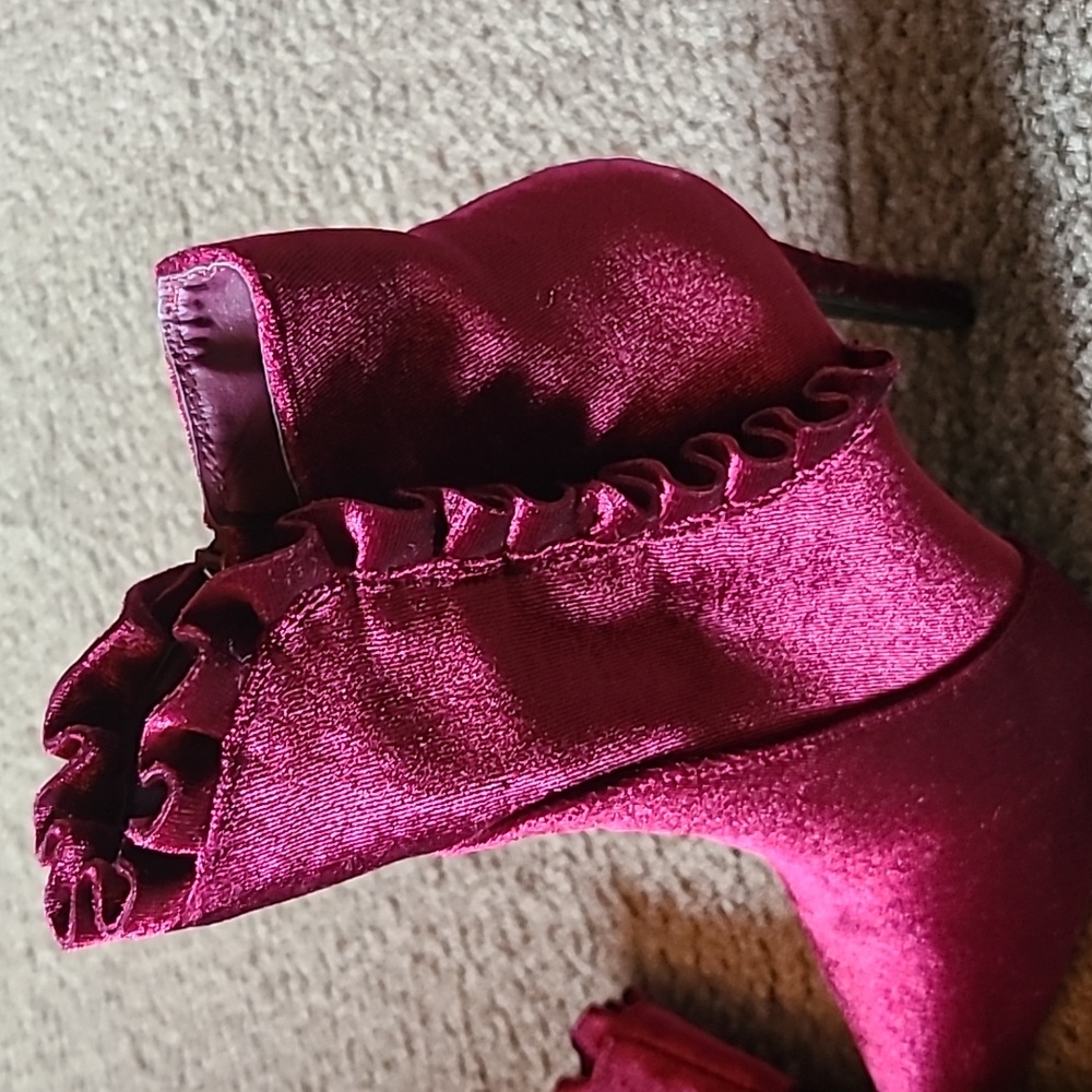 Beautiful, Beautiful, Beautiful Burgundy Velvet Bootie!! View 3
